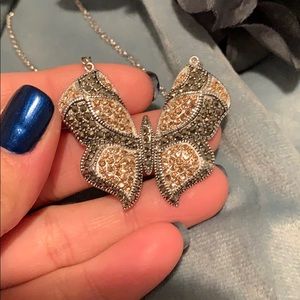 🎉Sterling Silver Marcasite Bitterfly Necklace🎉